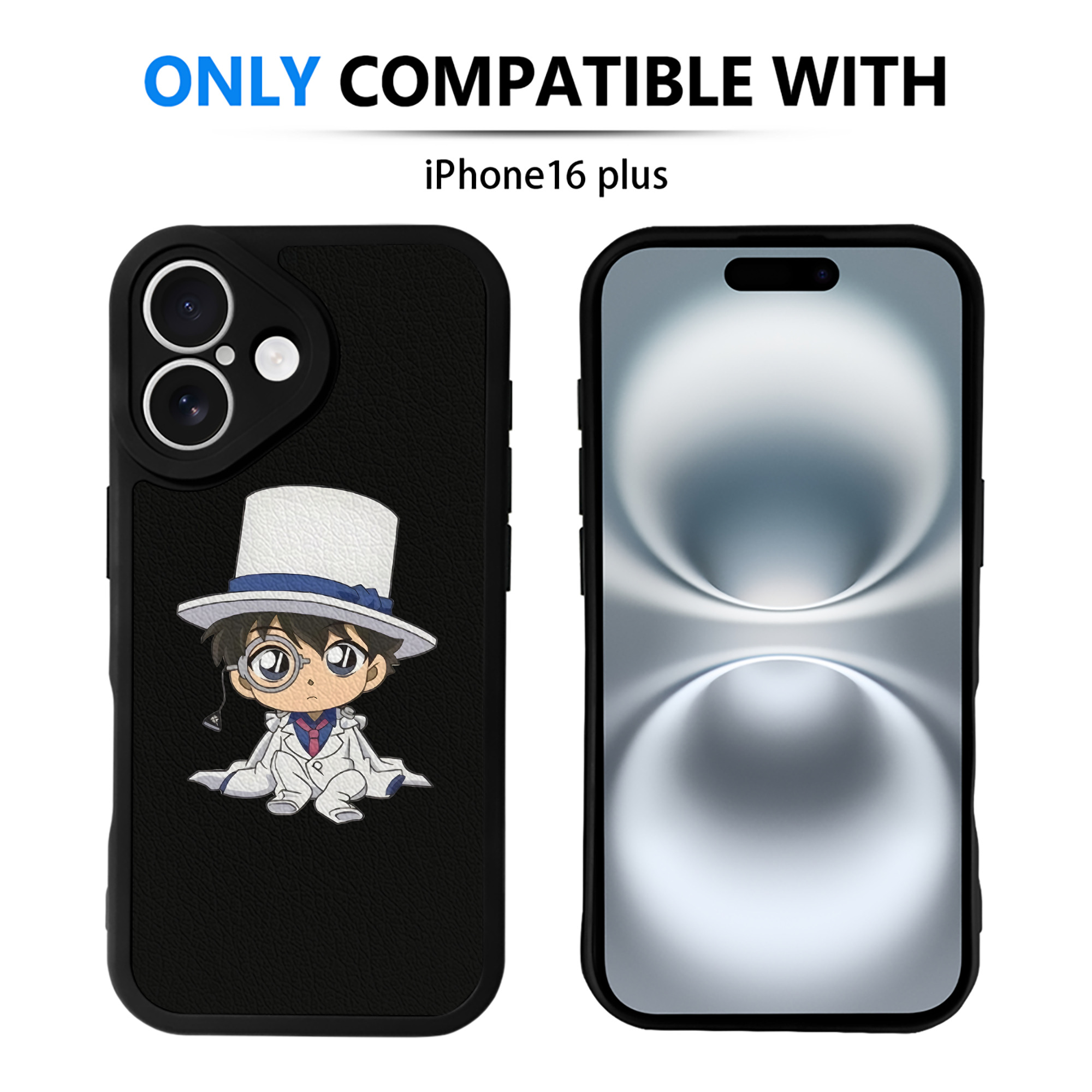 （画像用） 名探偵コナン くろば かいと Detective Conan Kuroba Kaito 【iPhone 16シリーズ対応】シリコンスマホケース（レザー調） 材質：シリコン